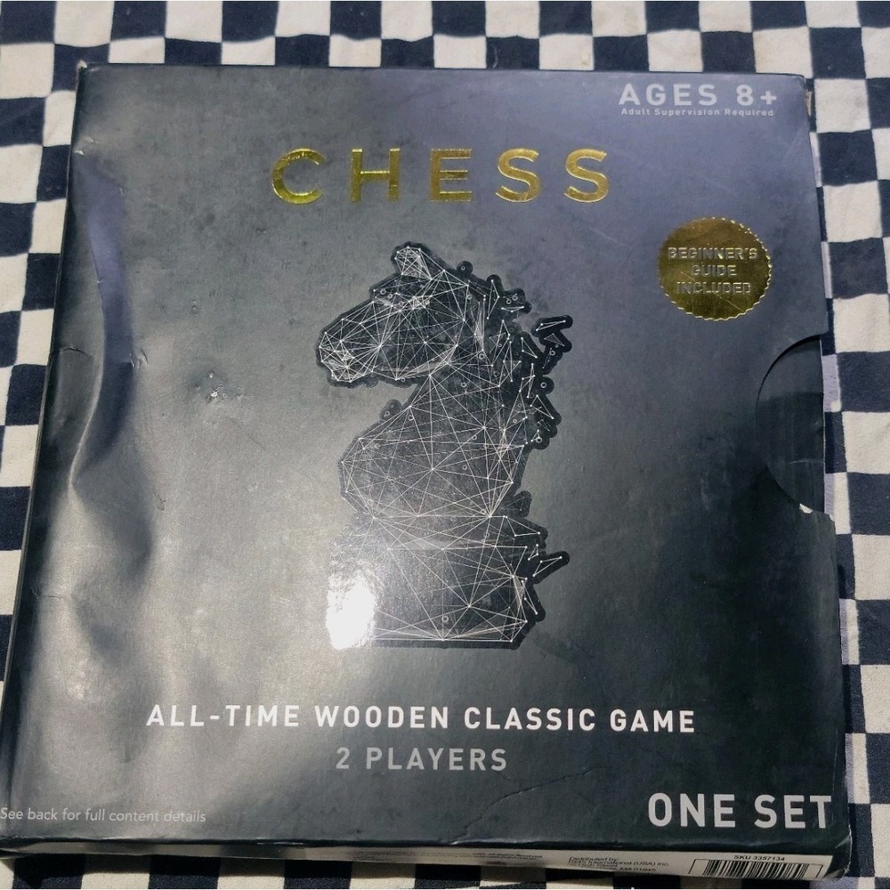 CHESS SET ALL-TIME WOODEN CLASSIC GAMES AGES 8+ Open Box ALL Pieces